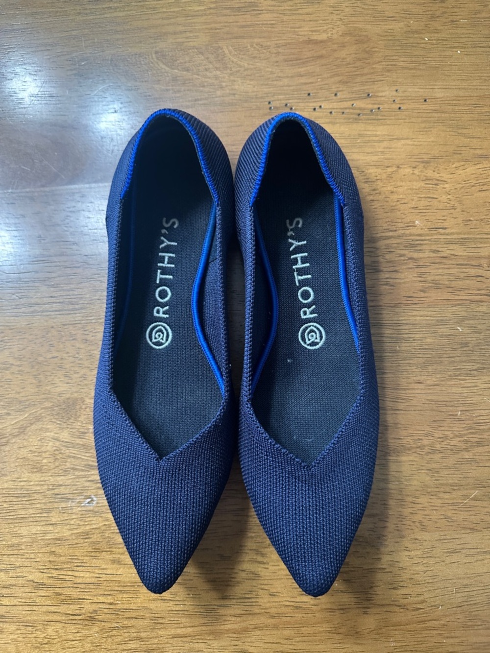 Rothy's Navy Pointed Knit Ballet Flats